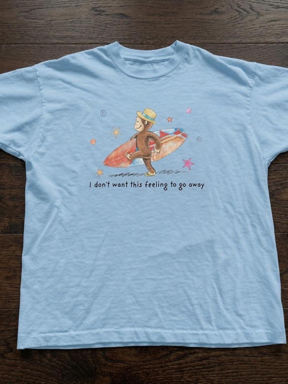 Light Blue Surfing Monkey Graphic Tee